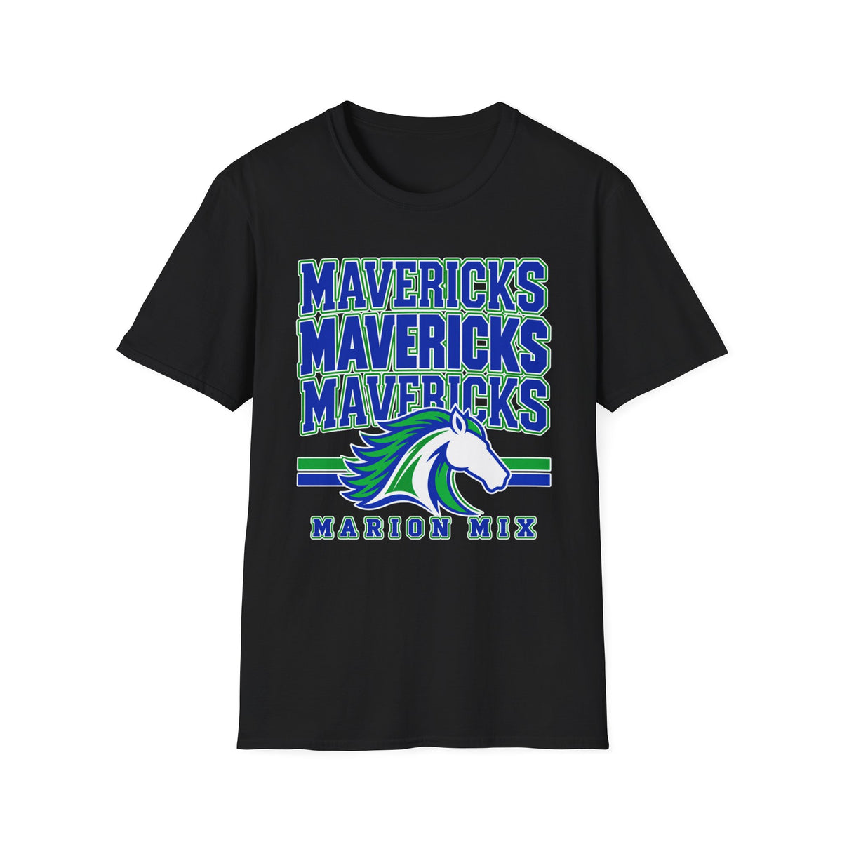Marion Mix Mavericks Stacked Tee— Unisex Adult Tee