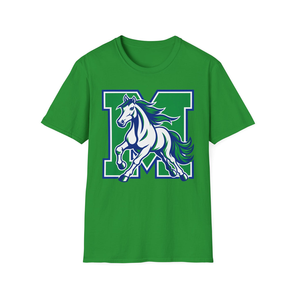 Mustang M Letter T-Shirt — Galloping Horse School Spirit Tee