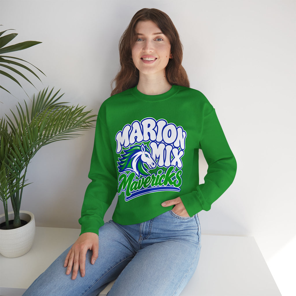Marion Mix Mavericks Retro Bubble Adult Crewneck Sweatshirt