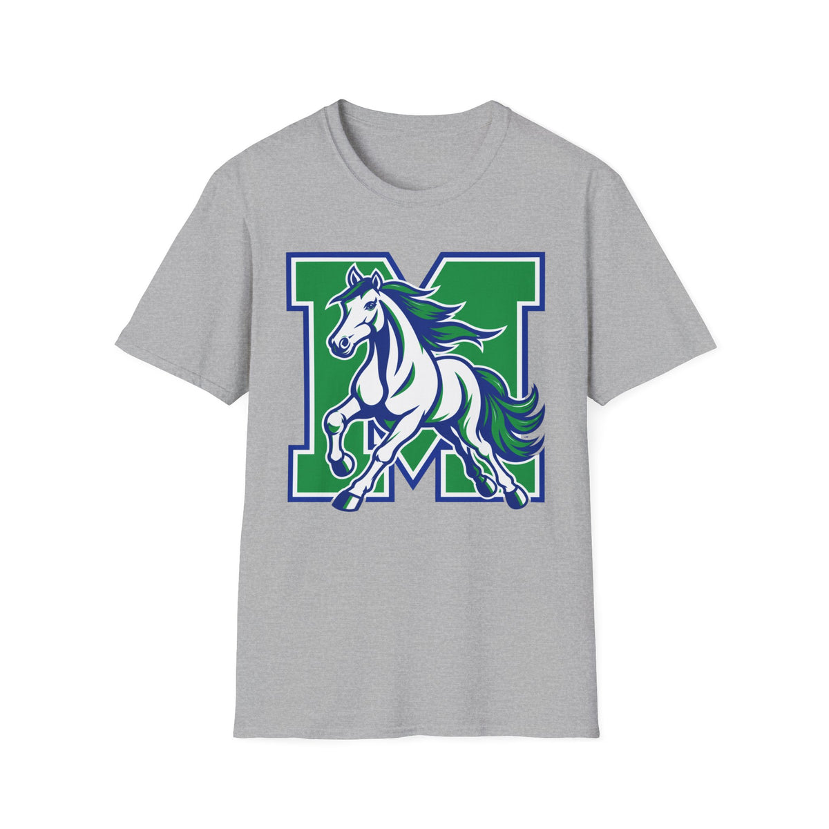 Mustang M Letter T-Shirt — Galloping Horse School Spirit Tee