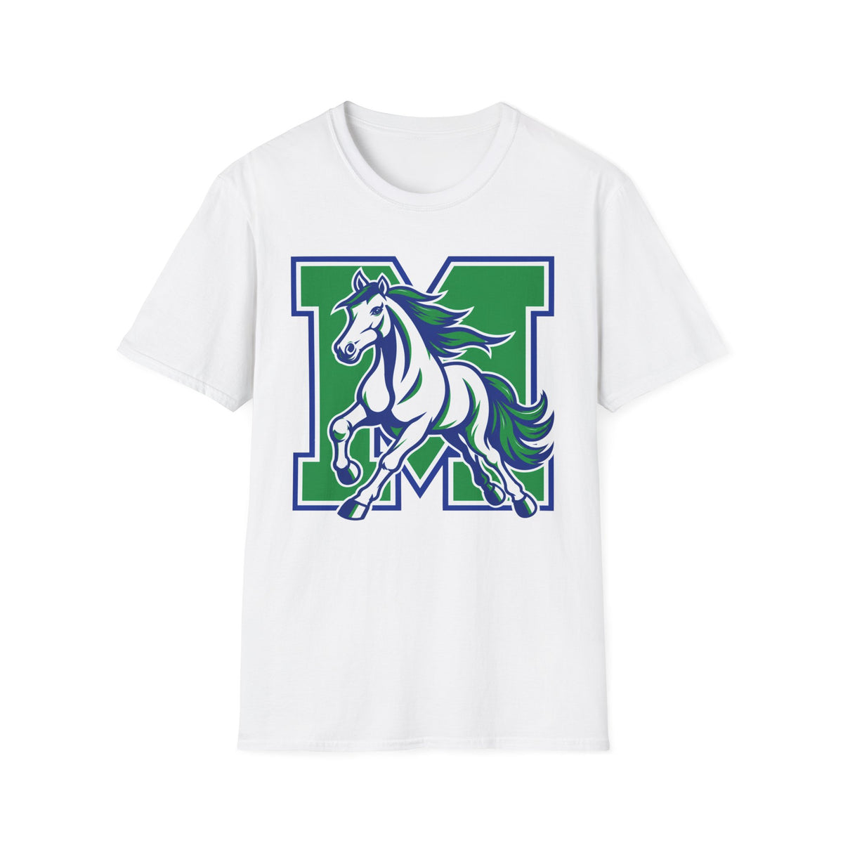 Mustang M Letter T-Shirt — Galloping Horse School Spirit Tee