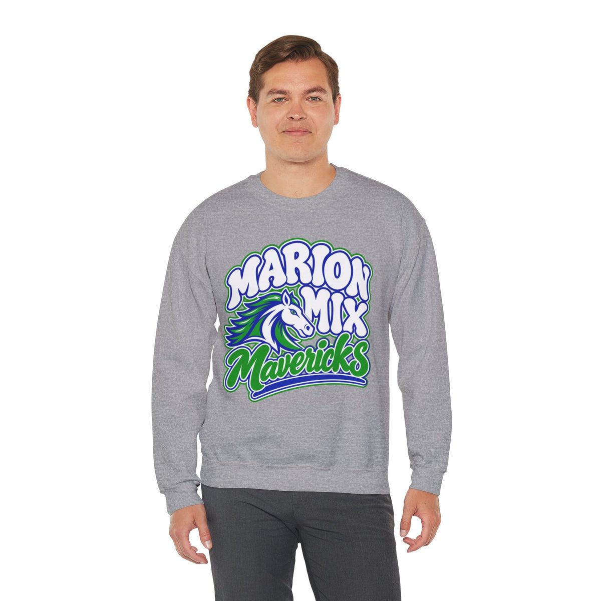 Marion Mix Mavericks Retro Bubble Adult Crewneck Sweatshirt