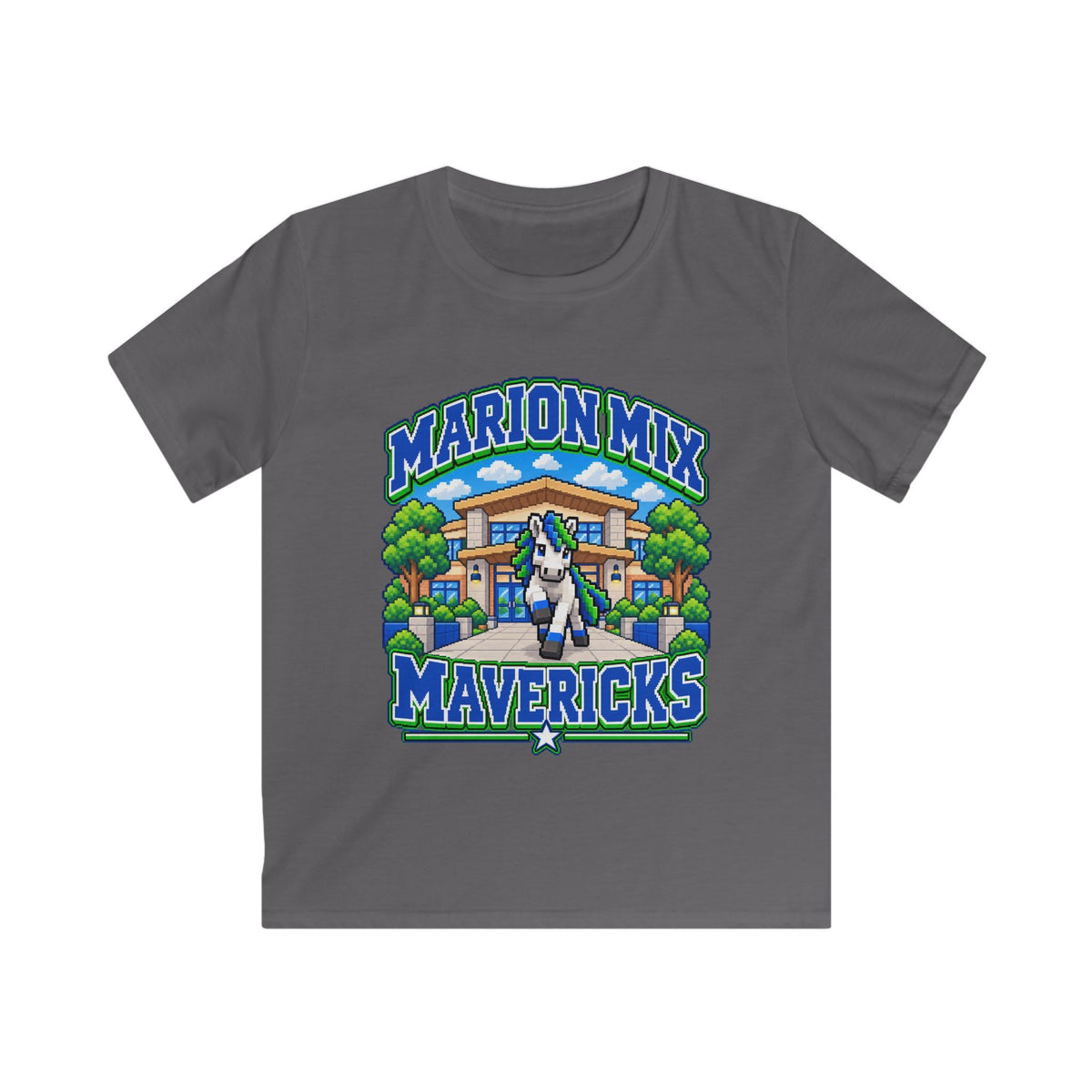 Marion Mix Mavericks Pixel Art Youth Tee