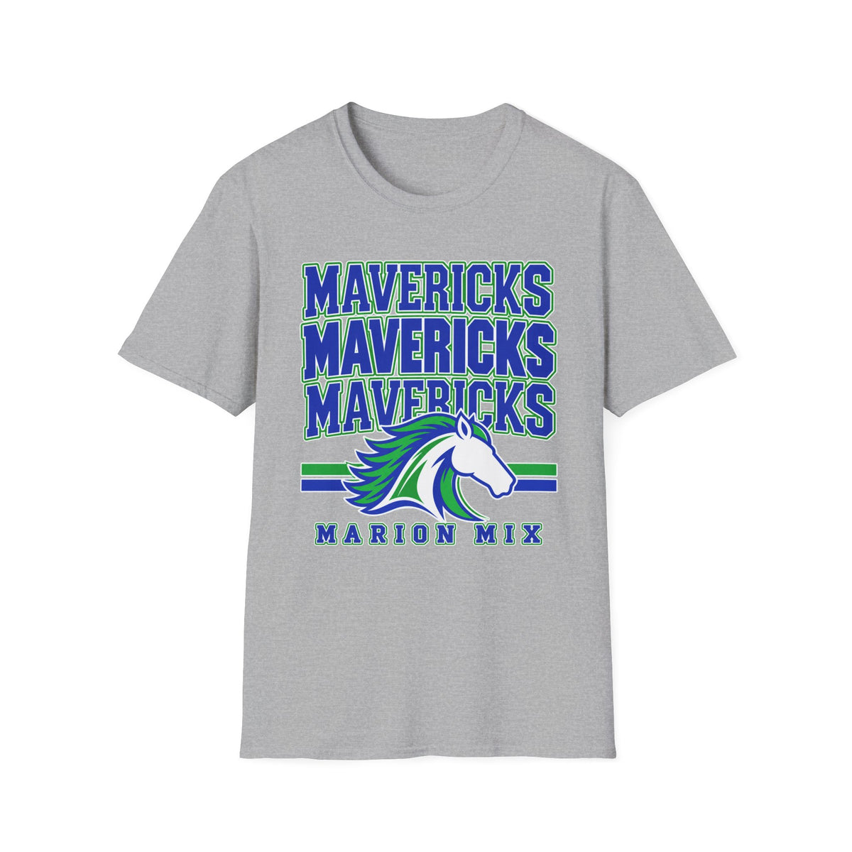 Marion Mix Mavericks Stacked Tee— Unisex Adult Tee