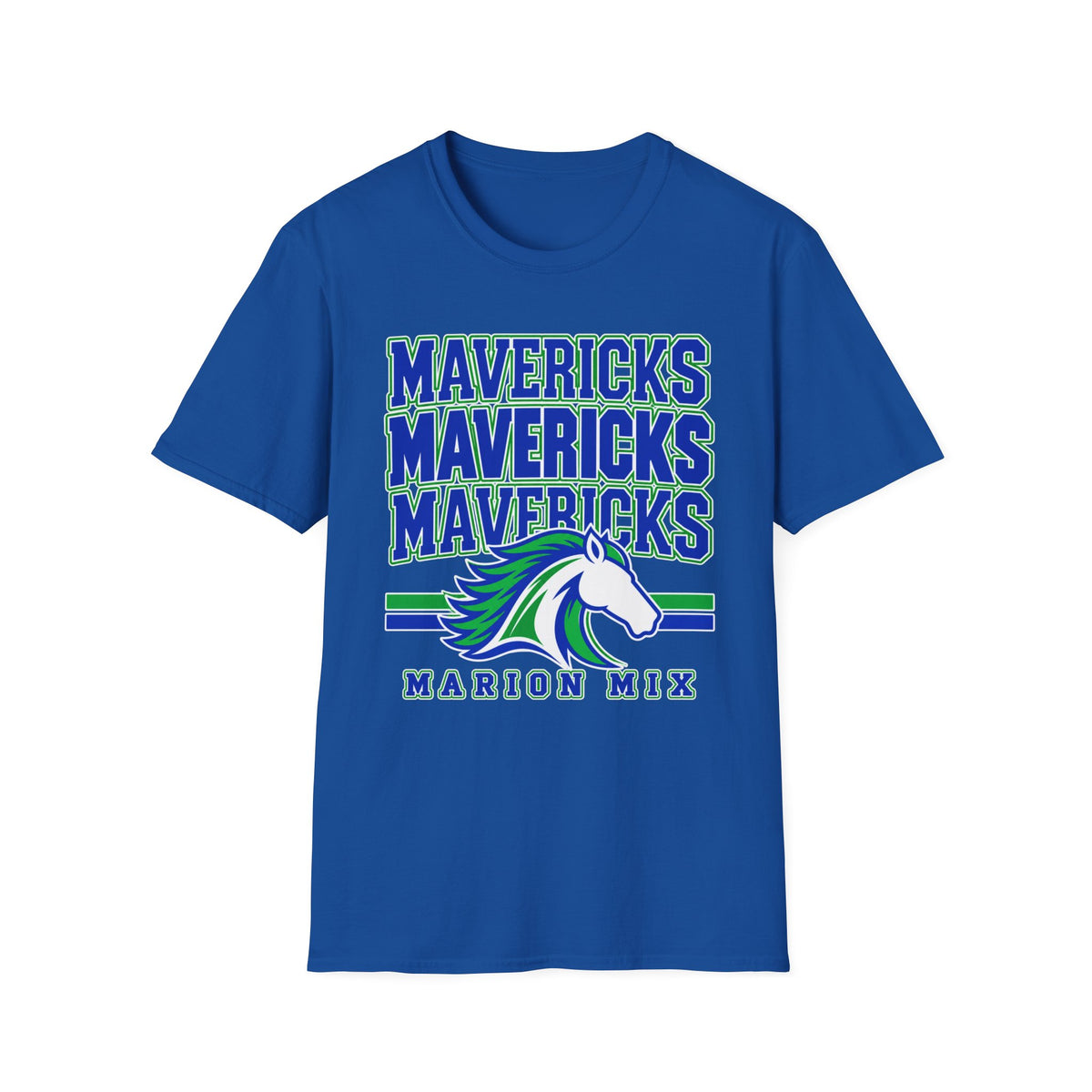 Marion Mix Mavericks Stacked Tee— Unisex Adult Tee