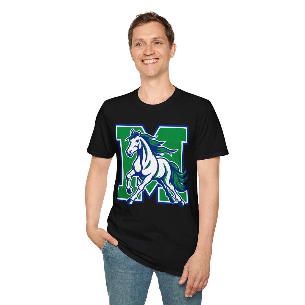 Mustang M Letter T-Shirt — Galloping Horse School Spirit Tee