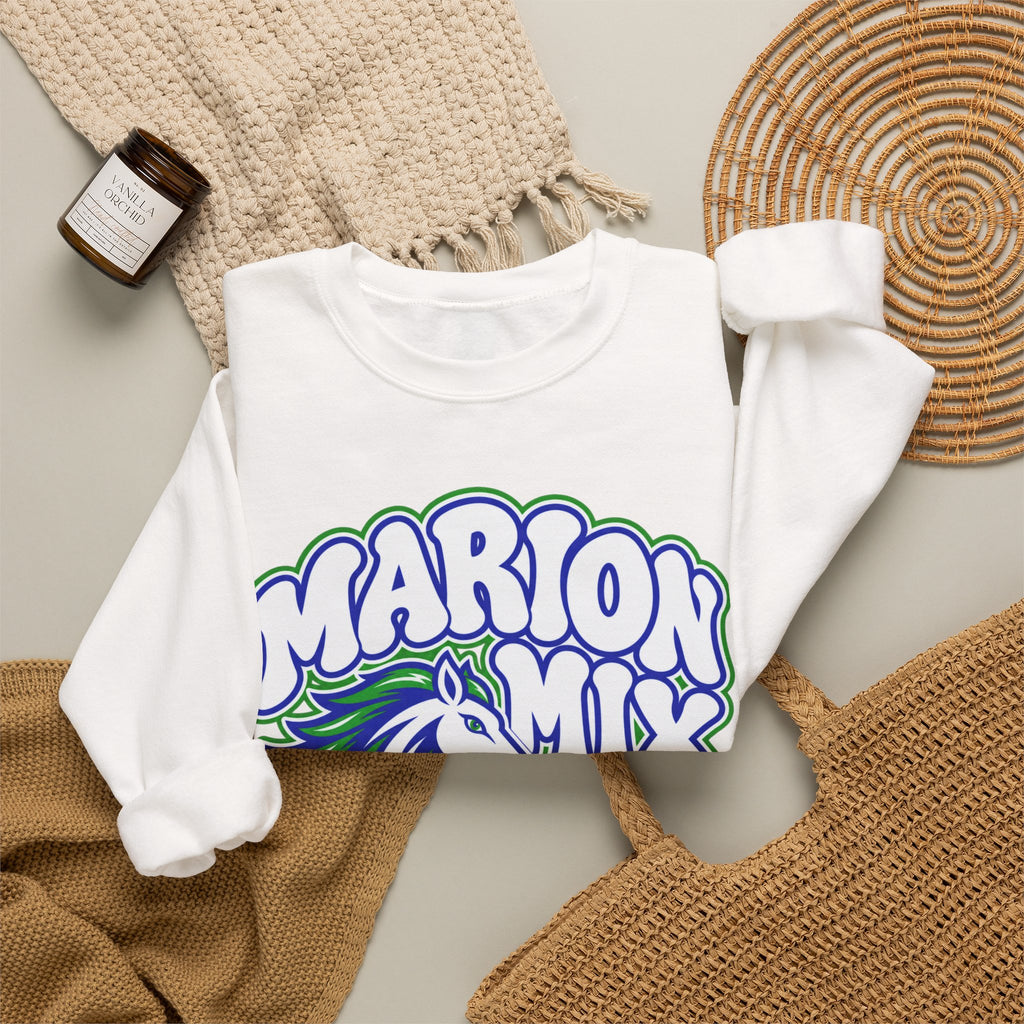 Marion Mix Mavericks Retro Bubble Adult Crewneck Sweatshirt