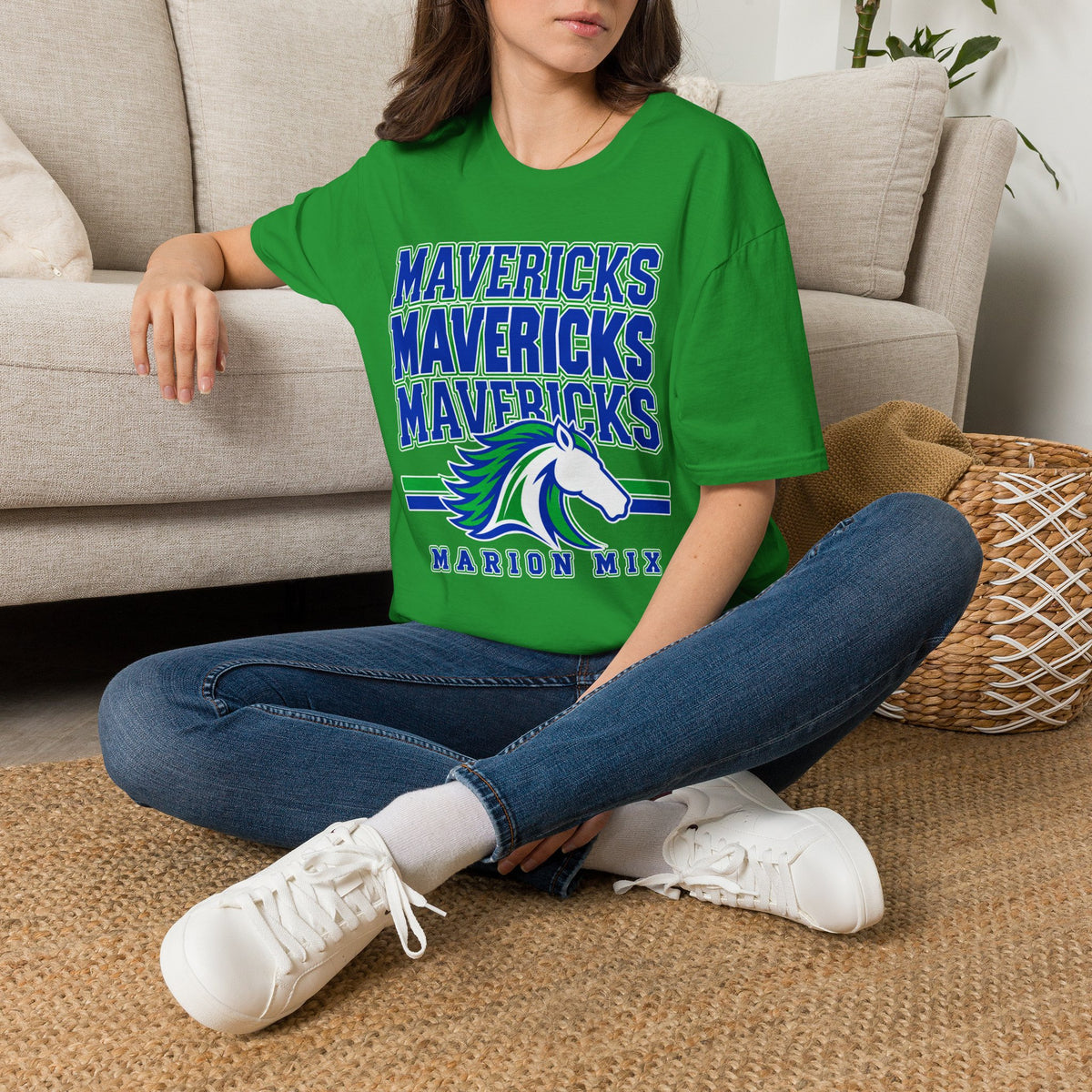 Marion Mix Mavericks Stacked Tee— Unisex Adult Tee