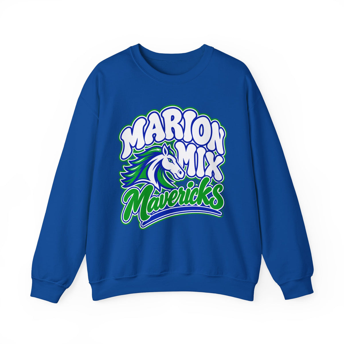 Marion Mix Mavericks Retro Bubble Adult Crewneck Sweatshirt