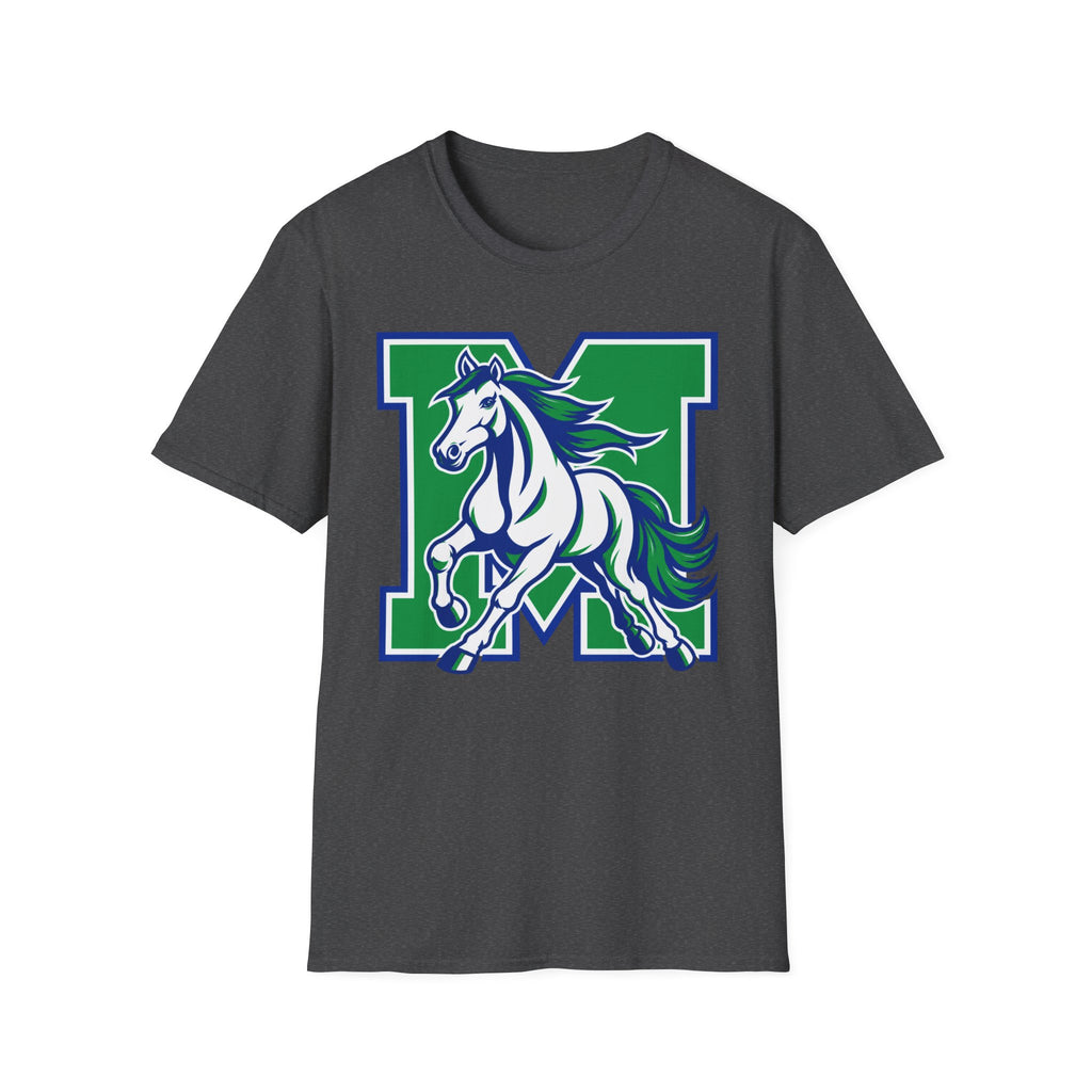 Mustang M Letter T-Shirt — Galloping Horse School Spirit Tee