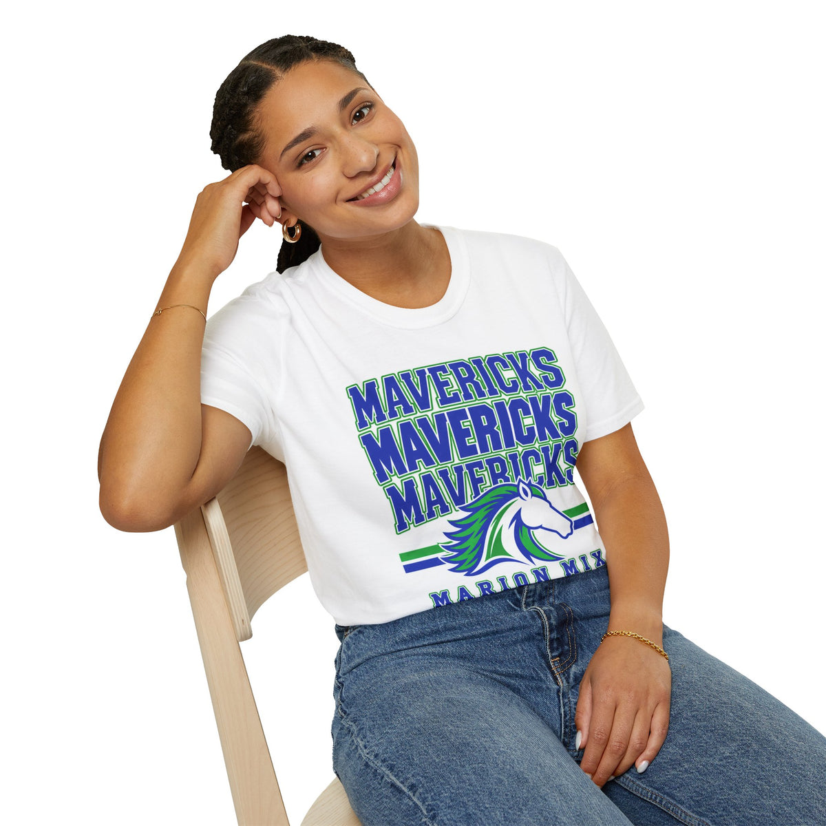 Marion Mix Mavericks Stacked Tee— Unisex Adult Tee