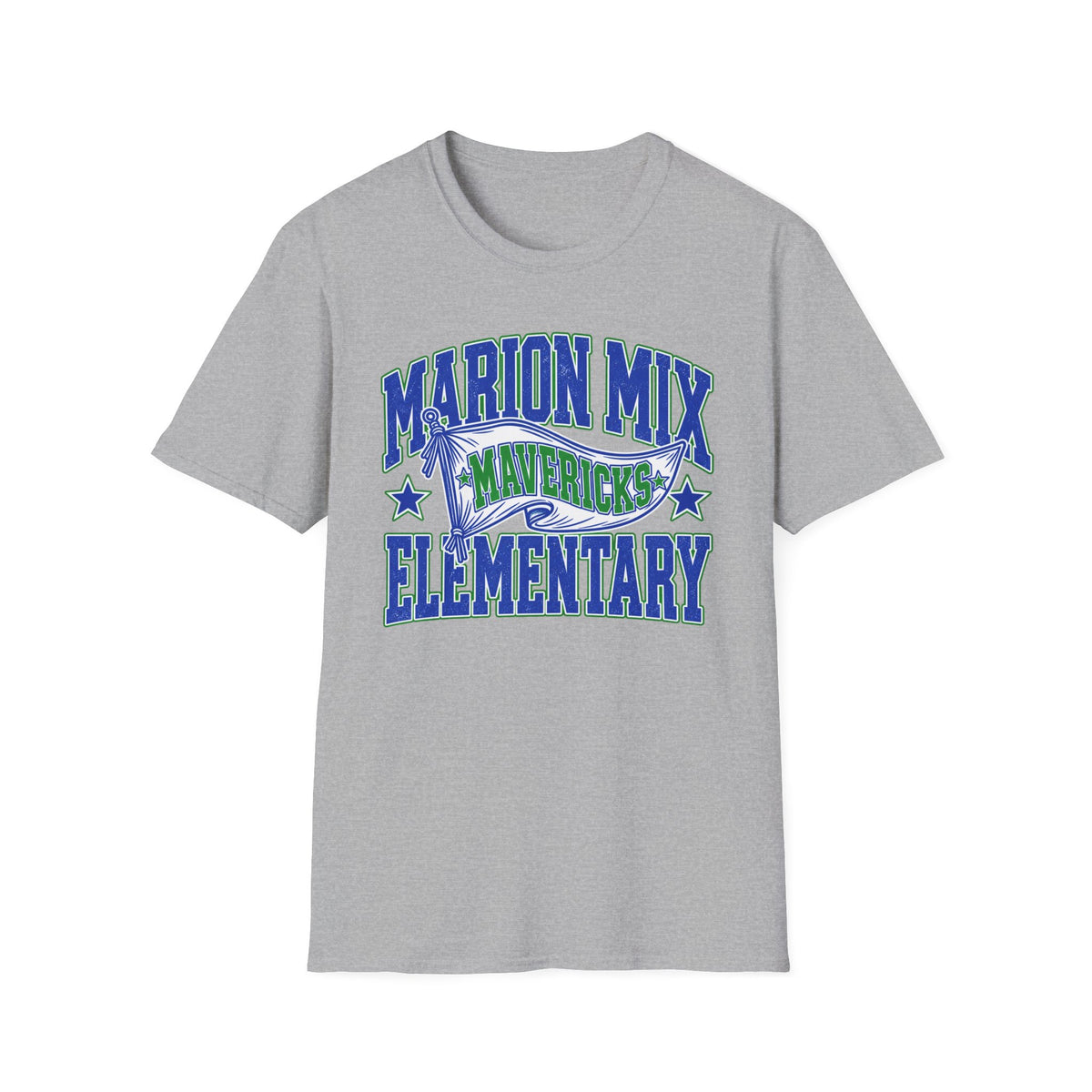 Marion Mix Mavericks Elementary T-Shirt — School Spirit Tee for Students & Staff — Unisex Adult Tee