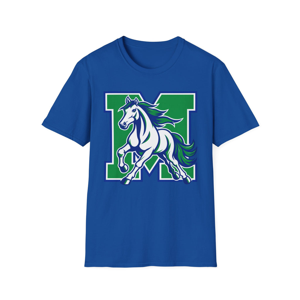 Mustang M Letter T-Shirt — Galloping Horse School Spirit Tee