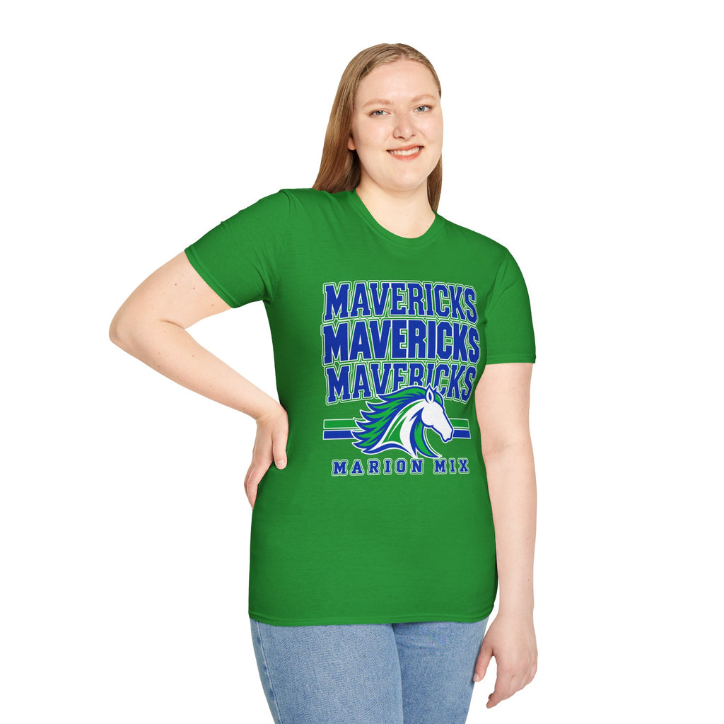 Marion Mix Mavericks Stacked Tee— Unisex Adult Tee