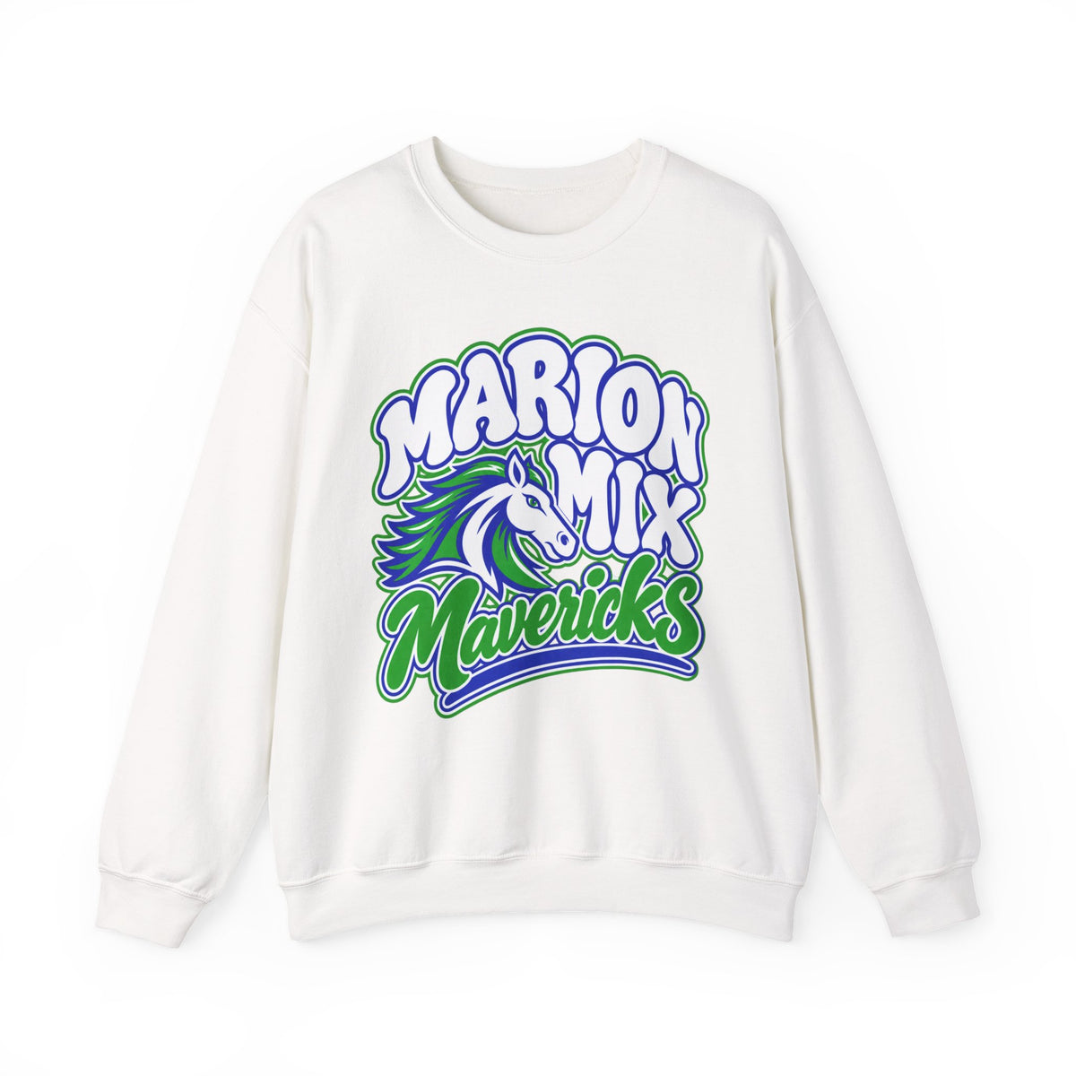 Marion Mix Mavericks Retro Bubble Adult Crewneck Sweatshirt