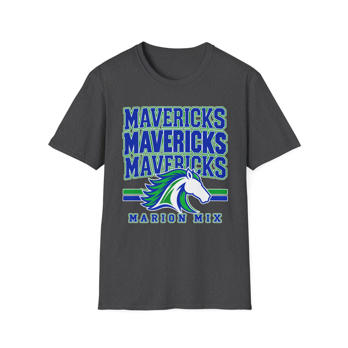 Marion Mix Mavericks Stacked Tee— Unisex Adult Tee